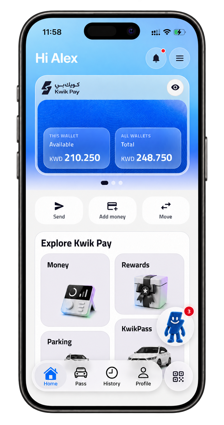 Kwik Pay app on iPhone